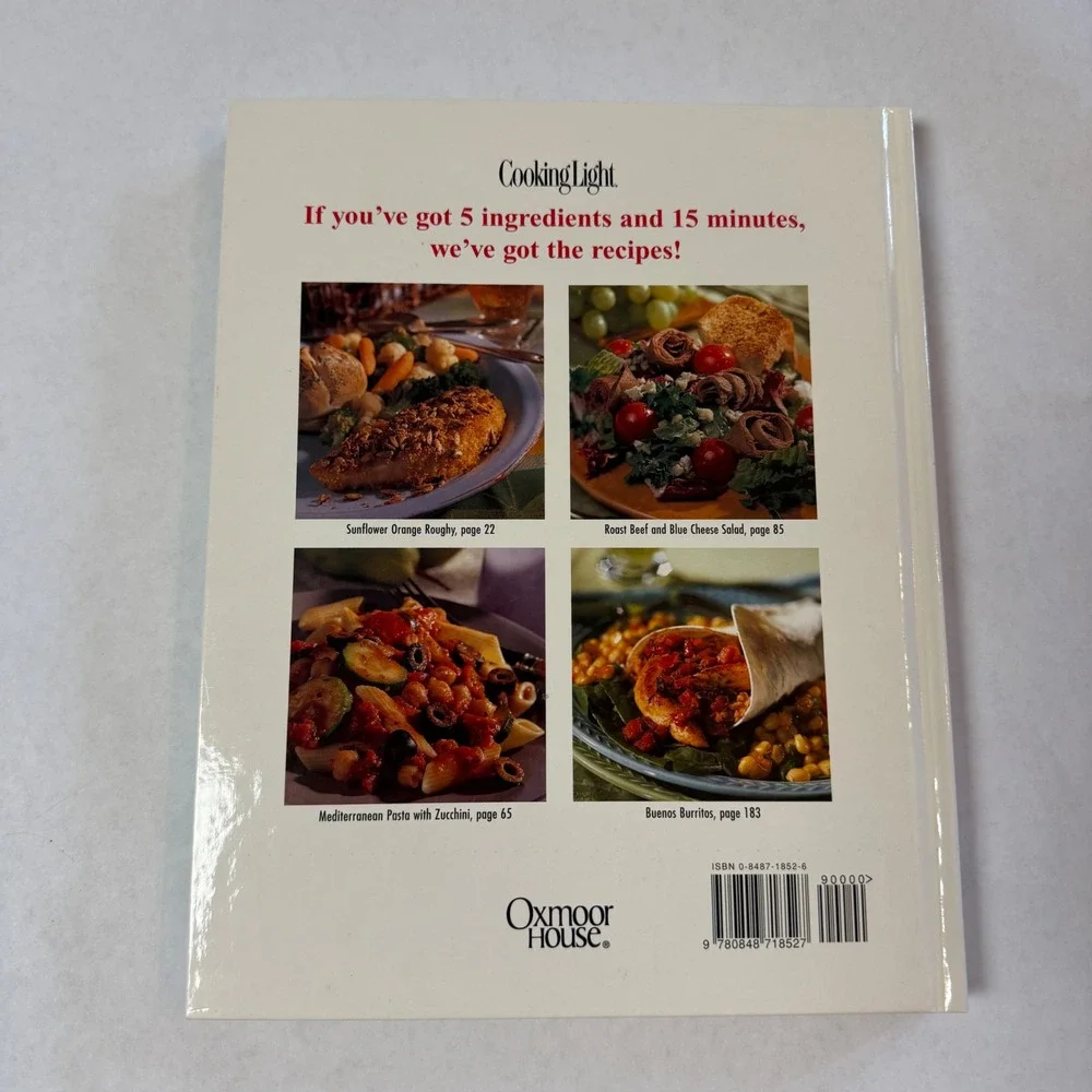 Cooking Light 5-Ingredient 15-Minute Cookbook Hardcover 1999 ISBN‎ 0848718526